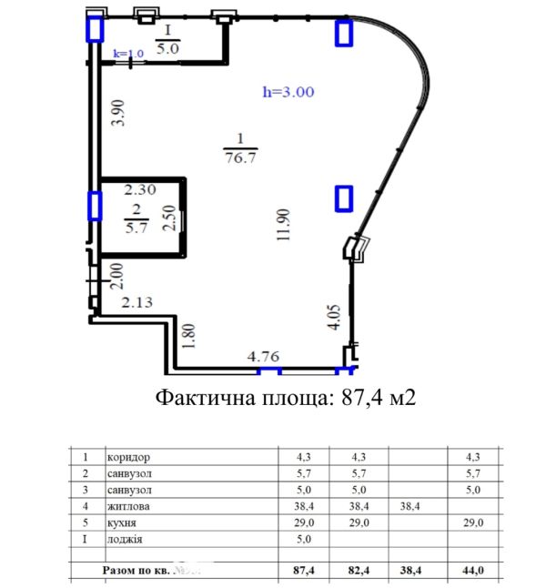 Продам 2х кімнатну квартиру 87.4 м² в самому центрі міста Дніпро на вул. Короленко ЖК Mozart